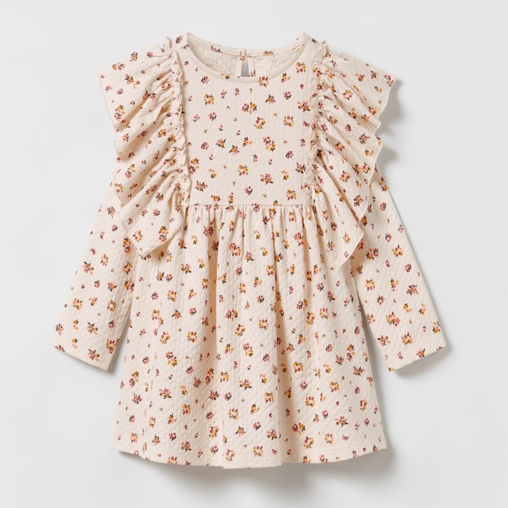 Zara Baby Girls Ruffle Floral Long Sleeve Dress 9-12M